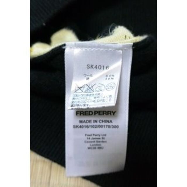 FRED PERRY(フレッドペリー)の美品 フレッドペリー Vネック アーガイル 黒XS Sサイズ相当 メンズのトップス(ニット/セーター)の商品写真