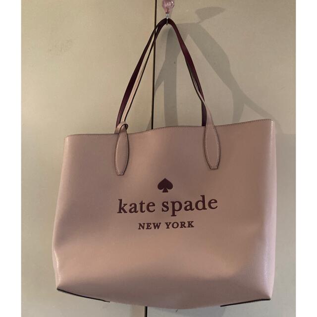 美品 kate spead ケイトスペード トートバッグ 本革 ブルー ロゴ◯付属品…紙ダグ