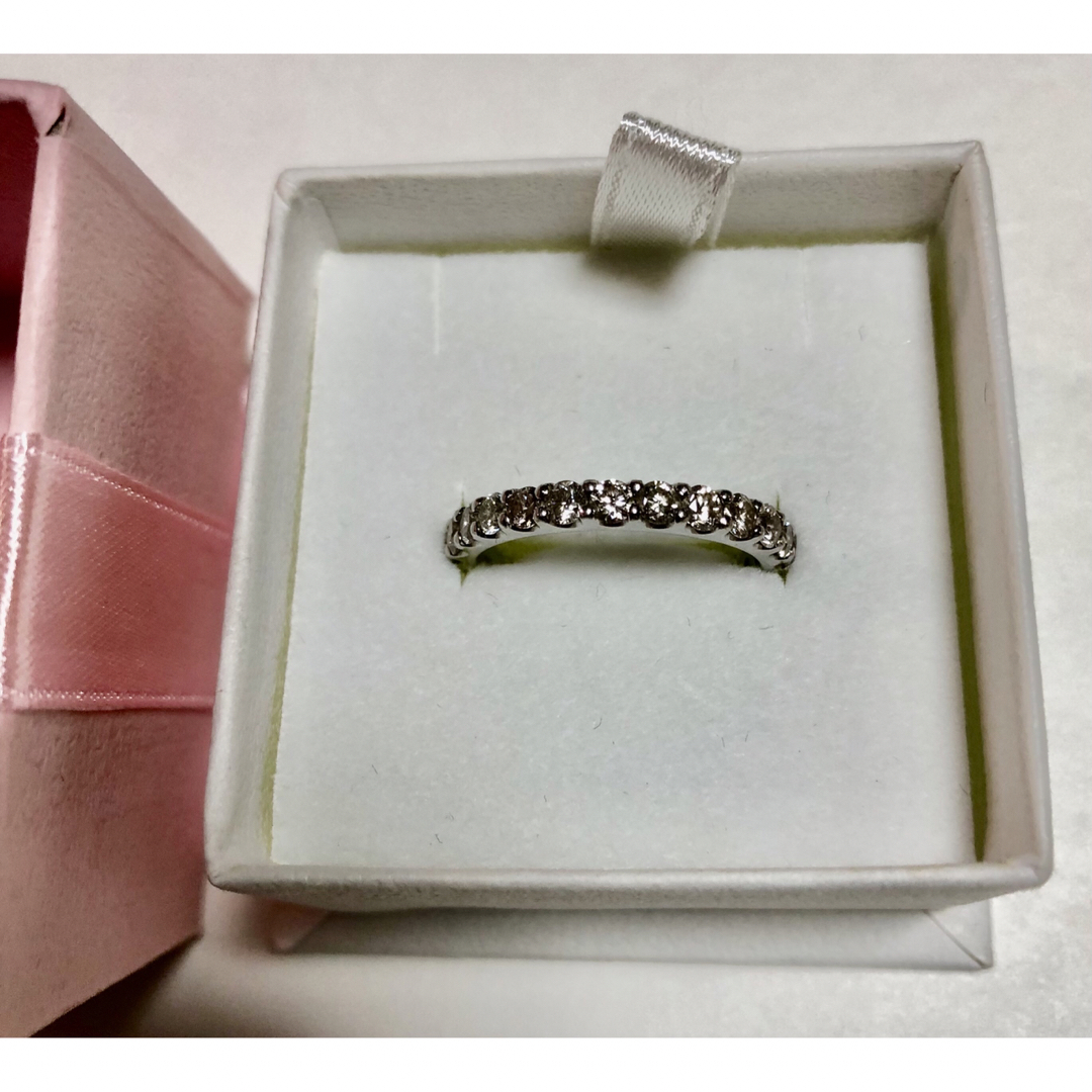 K18WG ダイヤモンドハーフエタニティーリング 15号1.00ct(刻印 K18WG ダイヤモンドハーフエタニティーリング 15号1.00ct(刻印