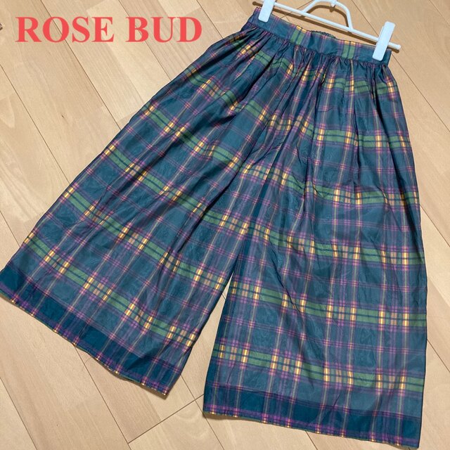 ROSE BUD(ローズバッド)のROSE BUD ワイド ガウチョ パンツ チェック 透け感 レディースのパンツ(カジュアルパンツ)の商品写真