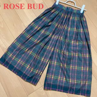 ローズバッド(ROSE BUD)のROSE BUD ワイド ガウチョ パンツ チェック 透け感(カジュアルパンツ)