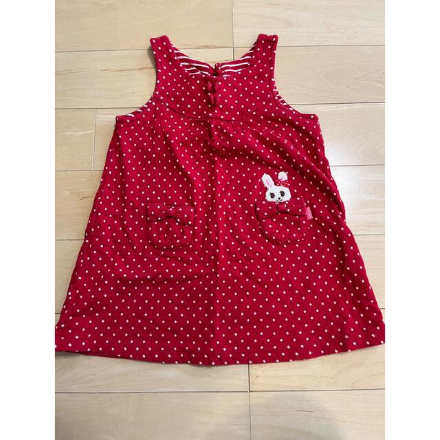 mikihouse(ミキハウス)のミキハウス　ワンピース100 赤 キッズ/ベビー/マタニティのキッズ服女の子用(90cm~)(ワンピース)の商品写真