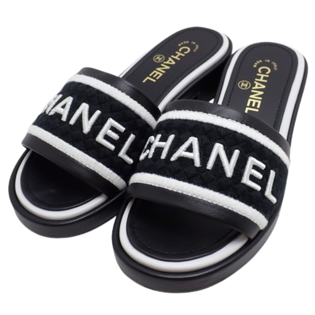安価 CHANEL - シャネルサンダル/ミュール ロゴ サンダル レザー