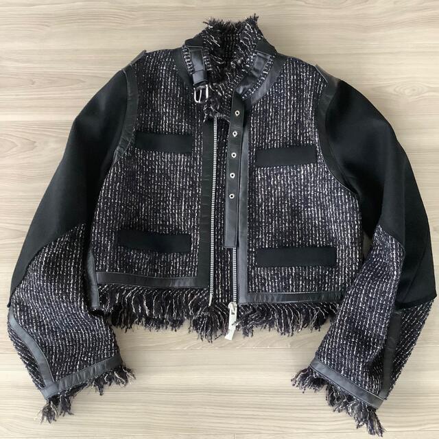 sacai(サカイ)のsacai サカイ　ツイードジャケット　黒系　サイズ3 レディースのジャケット/アウター(その他)の商品写真