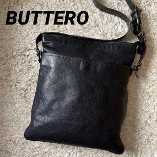 ブッテロ(BUTTERO)の【希少】BUTTERO ブッテロ ショルダーバッグ メンズ レザー ブラック(メッセンジャーバッグ)