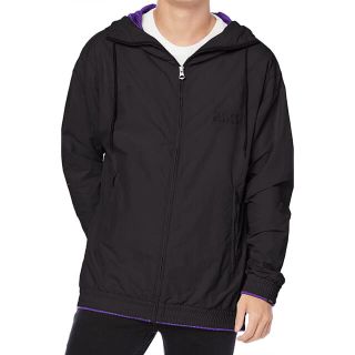 アシックス(asics)の【新品未使用】アシックス　NYLON WASHER HOODIE　黒×紫　海外M(ナイロンジャケット)