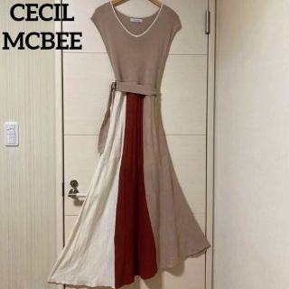 セシルマクビー(CECIL McBEE)のCECIL MCBEE  ニット ワンピース アシンメトリー 裏地付き(ロングワンピース/マキシワンピース)