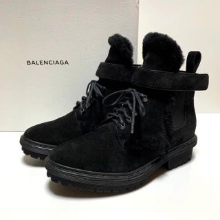 バレンシアガ(Balenciaga)の☆美品 バレンシアガ サイドゴア スエード レースアップ ブーツ 黒 イタリア製(ブーツ)