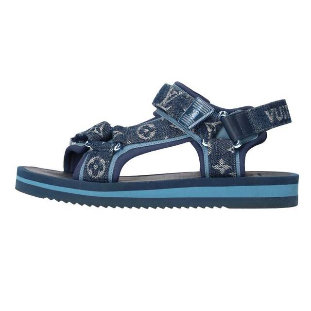激安本物 LOUIS VUITTON 8 メンズ モノグラムデニムストラップサンダル