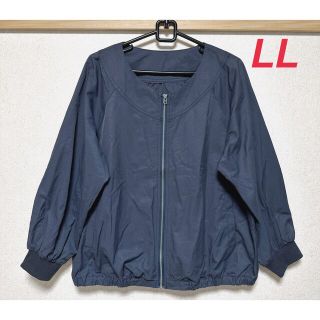 ベルーナ(Belluna)のベルーナ　レディース　ノーカラーブルゾン　ネイビー　LL(ノーカラージャケット)