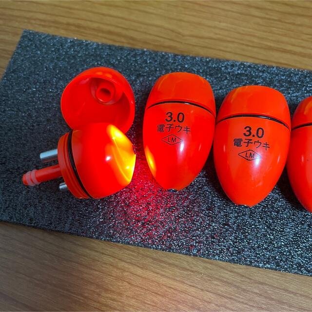 赤色電子ウキ3.0   5個+ 電子ウキ用ピン型電池 10個 スポーツ/アウトドアのフィッシング(釣り糸/ライン)の商品写真