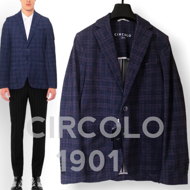 新品 CIRCOLO 1901 チルコロ チェック柄 ジャージー ジャケット M 同時購入品 チルコロ ジャージージャケット テーラードジャケット