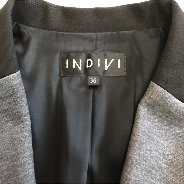 INDIVI(インディヴィ)の【極美品】INDIVI グレー テーラードジャケット 総裏地 1ボタン 36 レディースのジャケット/アウター(テーラードジャケット)の商品写真