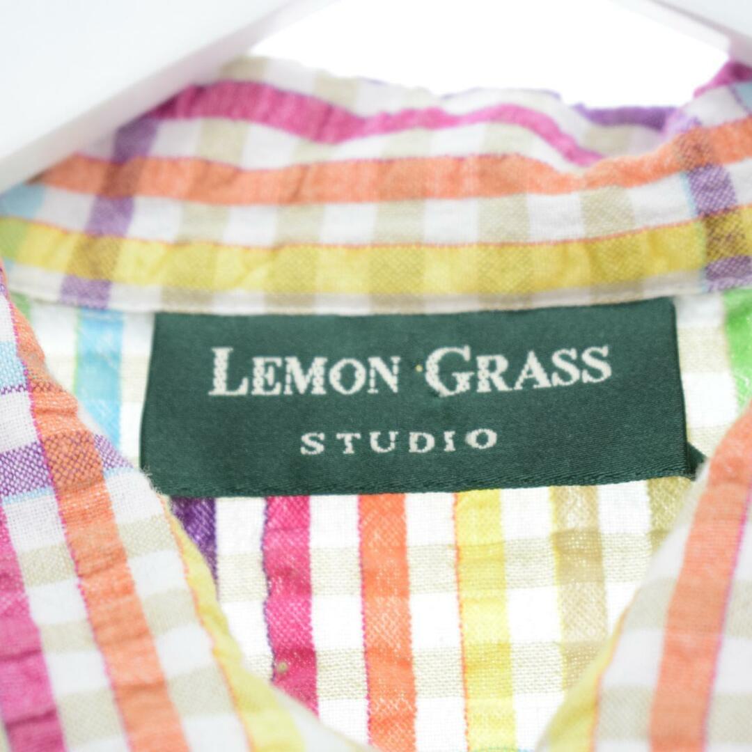 古着 LEMON GRASS STUDIO シアサッカー 半袖 コットン チェックシャツ レディースM /eaa235759 レディースのトップス(シャツ/ブラウス(半袖/袖なし))の商品写真