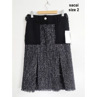 サカイ(sacai)のsacai サカイ ツイード ドッキング スリット スカート(ひざ丈スカート)