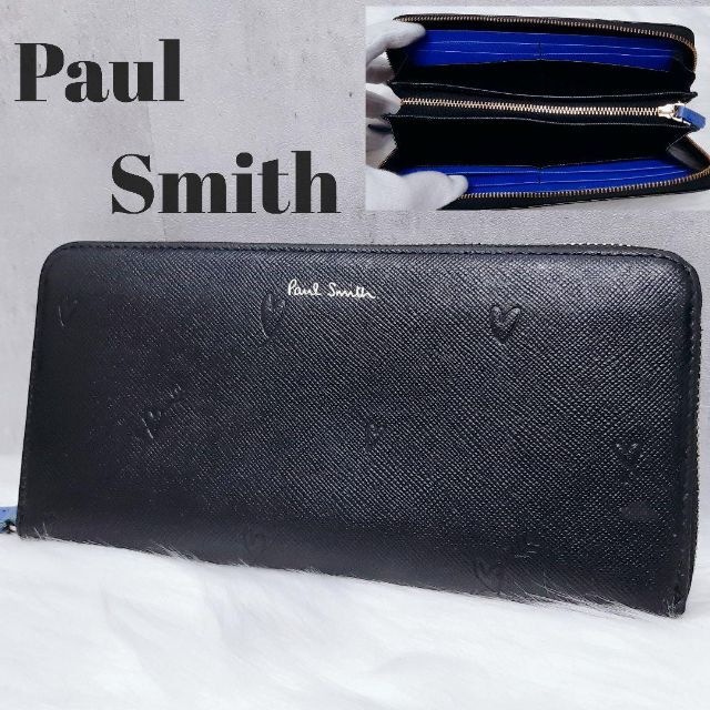 幸せなふたりに贈る結婚祝い Paul Smith 美品 ポールスミス スミシーハート ラウンドファスナー 長財布 ブラック 財布 Landing Zhaket Com