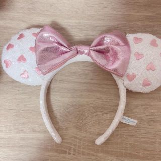 ディズニー(Disney)のミニー スパンコールカチューシャ ハート ピンク 白(カチューシャ)