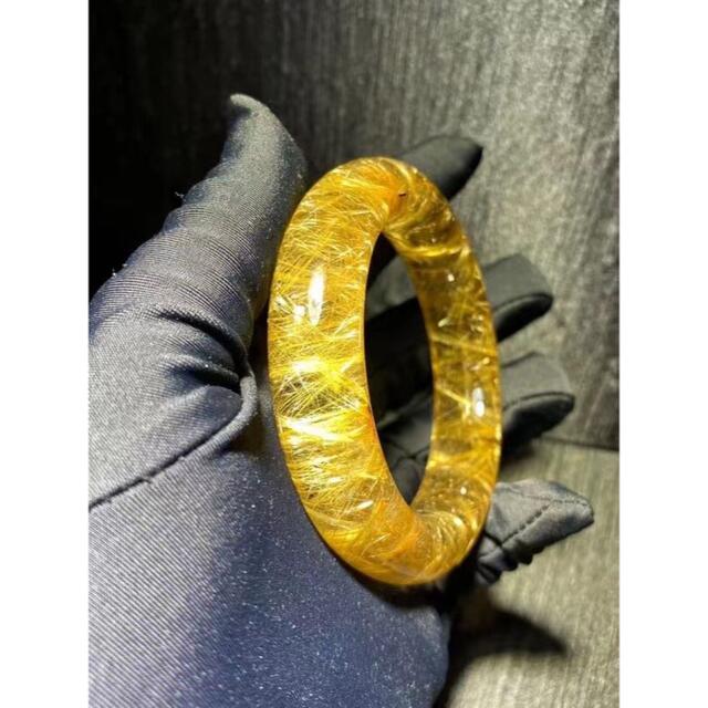 上品 ⭐︎【天然】ゴールド 57mm バングル タイチンルチルクォーツ
