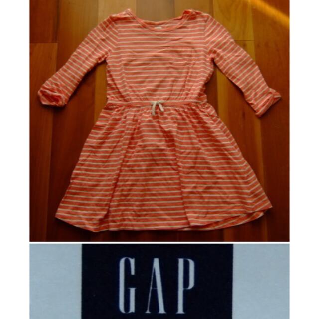 GAP(ギャップ)のGAPとOLD NAVYと･七分袖ボーダーワンピースと長袖Tシャツ･2点･140 キッズ/ベビー/マタニティのキッズ服女の子用(90cm~)(Tシャツ/カットソー)の商品写真