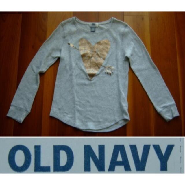 GAP(ギャップ)のGAPとOLD NAVYと･七分袖ボーダーワンピースと長袖Tシャツ･2点･140 キッズ/ベビー/マタニティのキッズ服女の子用(90cm~)(Tシャツ/カットソー)の商品写真