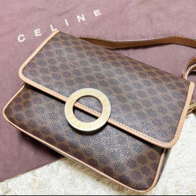 CELINE セリーヌ マカダム柄 サークルロゴ PVCレザー ショルダーバッグ