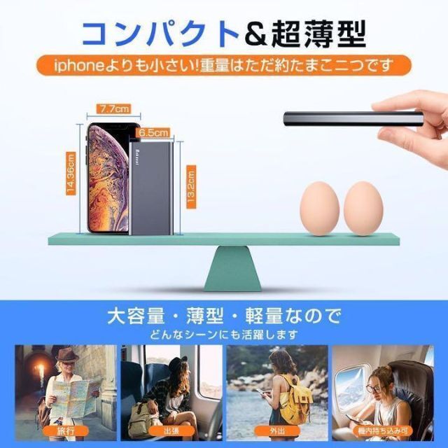 モバイルバッテリー 大容量 急速充電 10000mAh スマホ/家電/カメラのスマートフォン/携帯電話(バッテリー/充電器)の商品写真