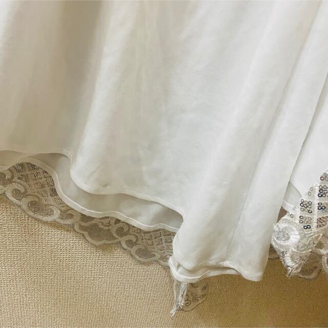 angelR フラワー刺繍スリットロングドレス ホワイト | www