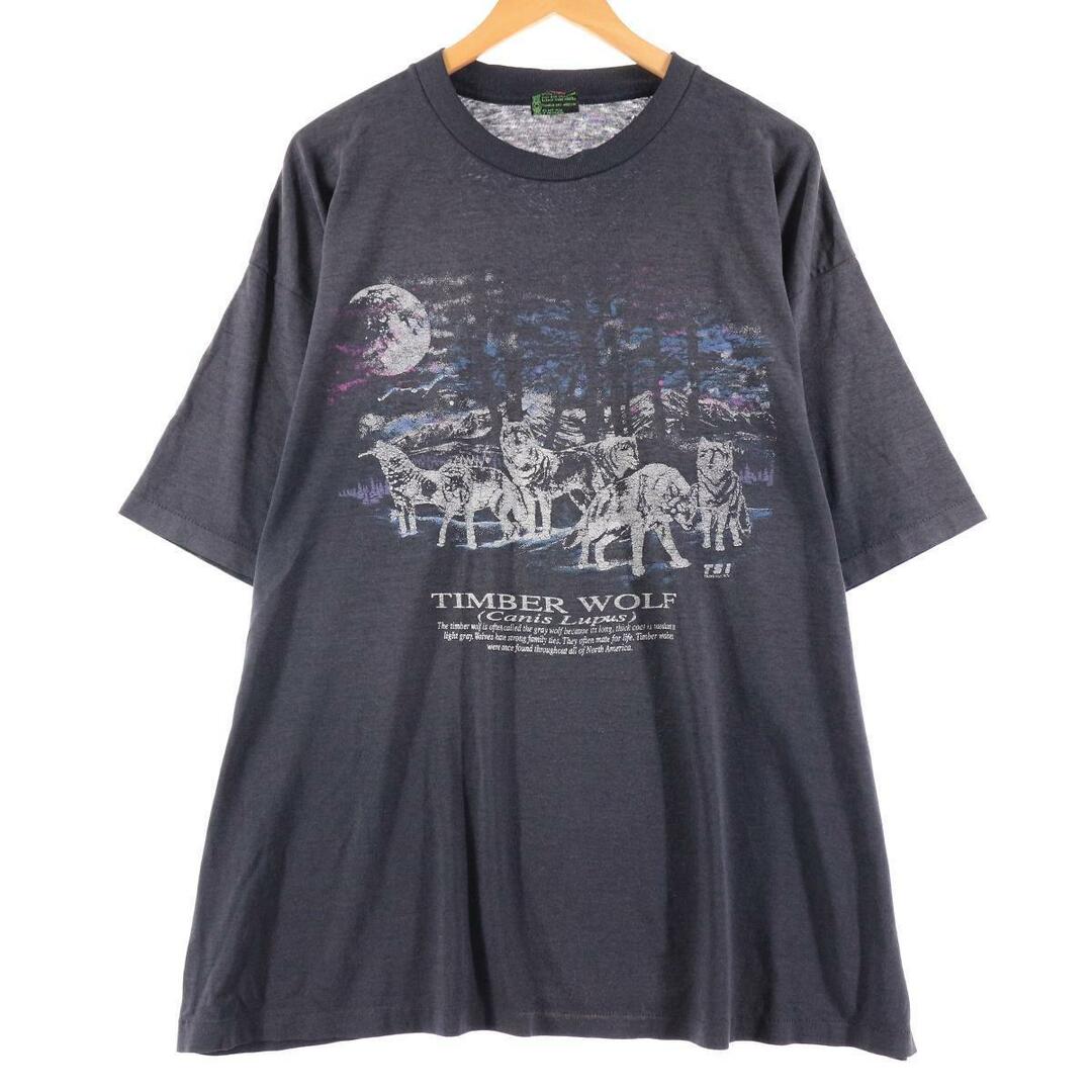 90年代 TSI オオカミ柄 アニマルプリントTシャツ USA製 メンズXXL ヴィンテージ /eaa245603