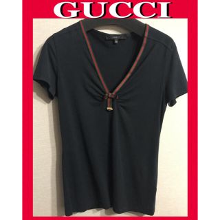 グッチ(Gucci)のGUCCI カットソー　美品　ネイビー　レディース　正規(カットソー(半袖/袖なし))