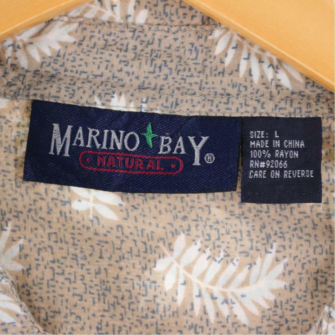 MARINO BAY 総柄 リーフ柄 半袖 レーヨンシャツ メンズL /eaa247821