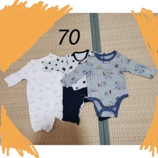 ギャップ(GAP)のGAP　ロンパース3枚セット　サイズ70カバーオール(カバーオール)