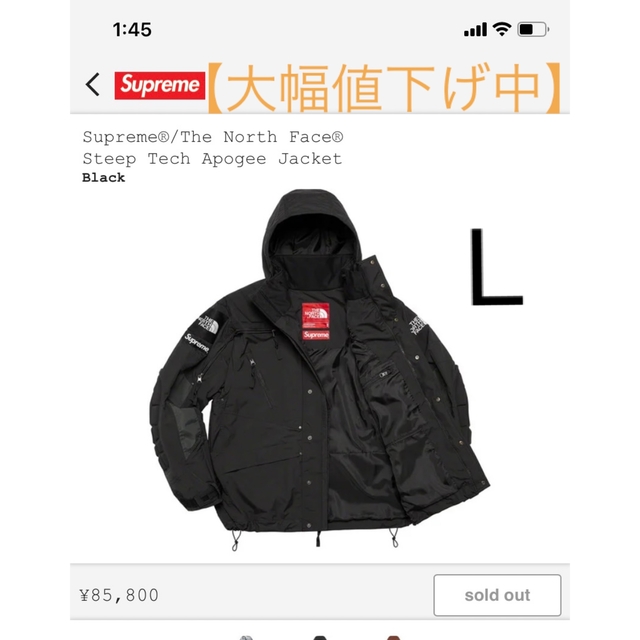 Supreme - steep tech padded apogee jacket 【Lサイズ】