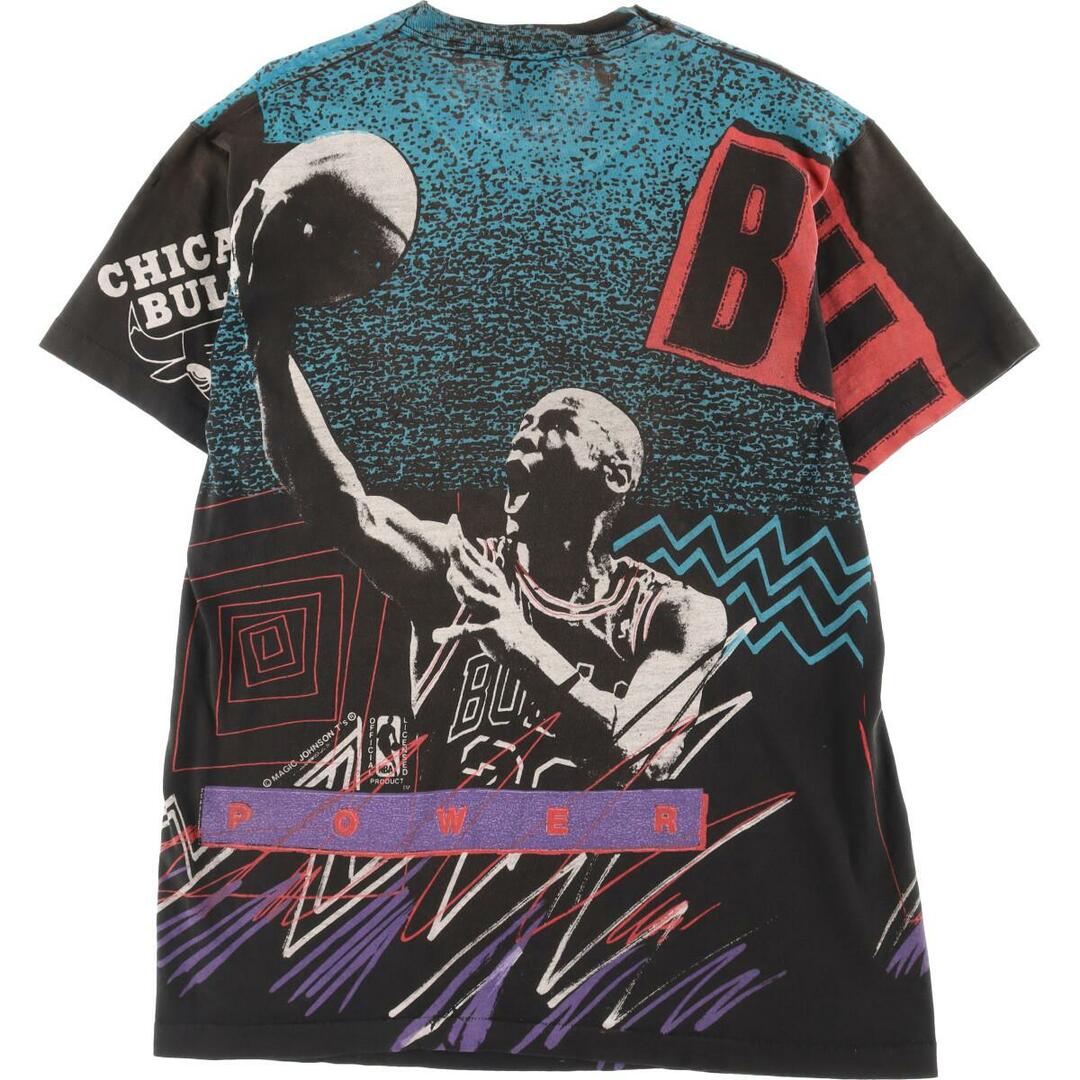 古着 90年代 フルーツオブザルーム FRUIT OF THE LOOM NBA CHICAGOBULLS シカゴブルズ MICHAEL JORDAN  マイケルジョーダン POWER 大判プリント スポーツプリントTシャツ USA製 メンズL ヴィンテージ /eaa250432