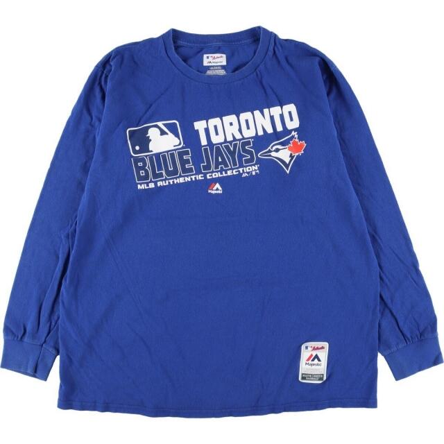 Majestic(マジェスティック)の古着 マジェスティック Majestic MLB TORONTO BLUE JAYS トロントブルージェイズ ロングTシャツ ロンT メンズM /eaa254294 メンズのトップス(Tシャツ/カットソー(半袖/袖なし))の商品写真