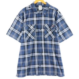 ディッキーズ(Dickies)の古着 ディッキーズ Dickies チェック柄 半袖 ワークシャツ メンズXXL /eaa251175(シャツ)