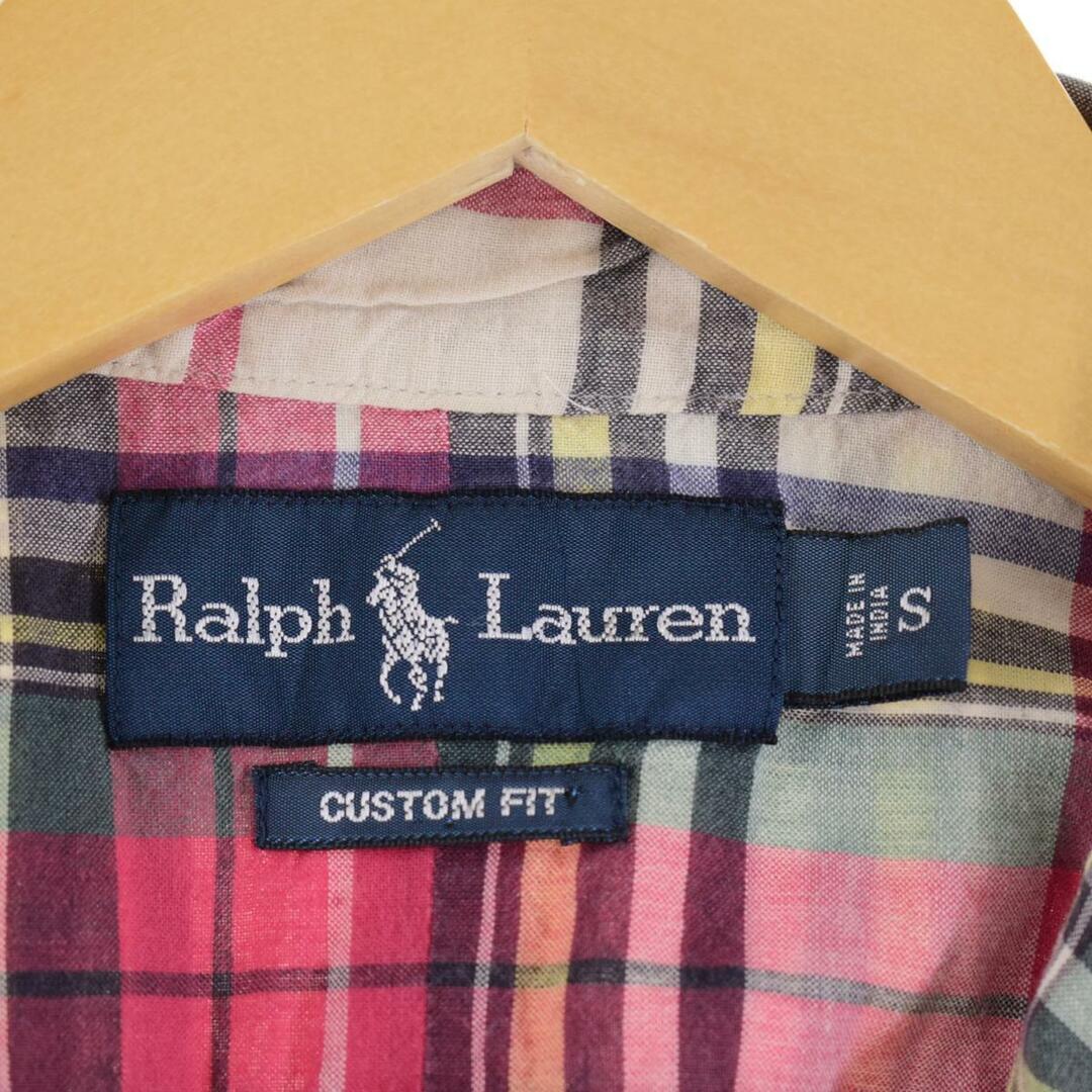 Ralph Lauren(ラルフローレン)の古着 ラルフローレン Ralph Lauren CUSTOM FIT 半袖 ボタンダウンチェックシャツ メンズS /eaa257491 メンズのトップス(シャツ)の商品写真
