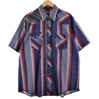 ラングラー(Wrangler)の古着 ラングラー Wrangler WESTERN SHIRTS ストライプ柄 半袖 ウエスタンシャツ メンズXXL /eaa256858(シャツ)