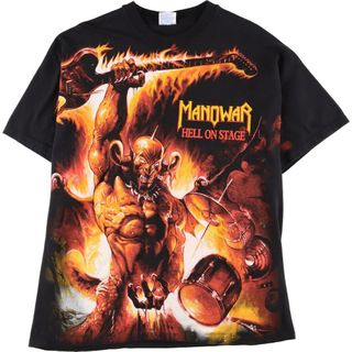 ヘインズ(Hanes)の古着 90年代 ヘインズ Hanes MANOWAR マノウォー Hell on Stage アルバム 大判プリント バンドTシャツ バンT メンズXL ヴィンテージ /eva001512(Tシャツ/カットソー(半袖/袖なし))