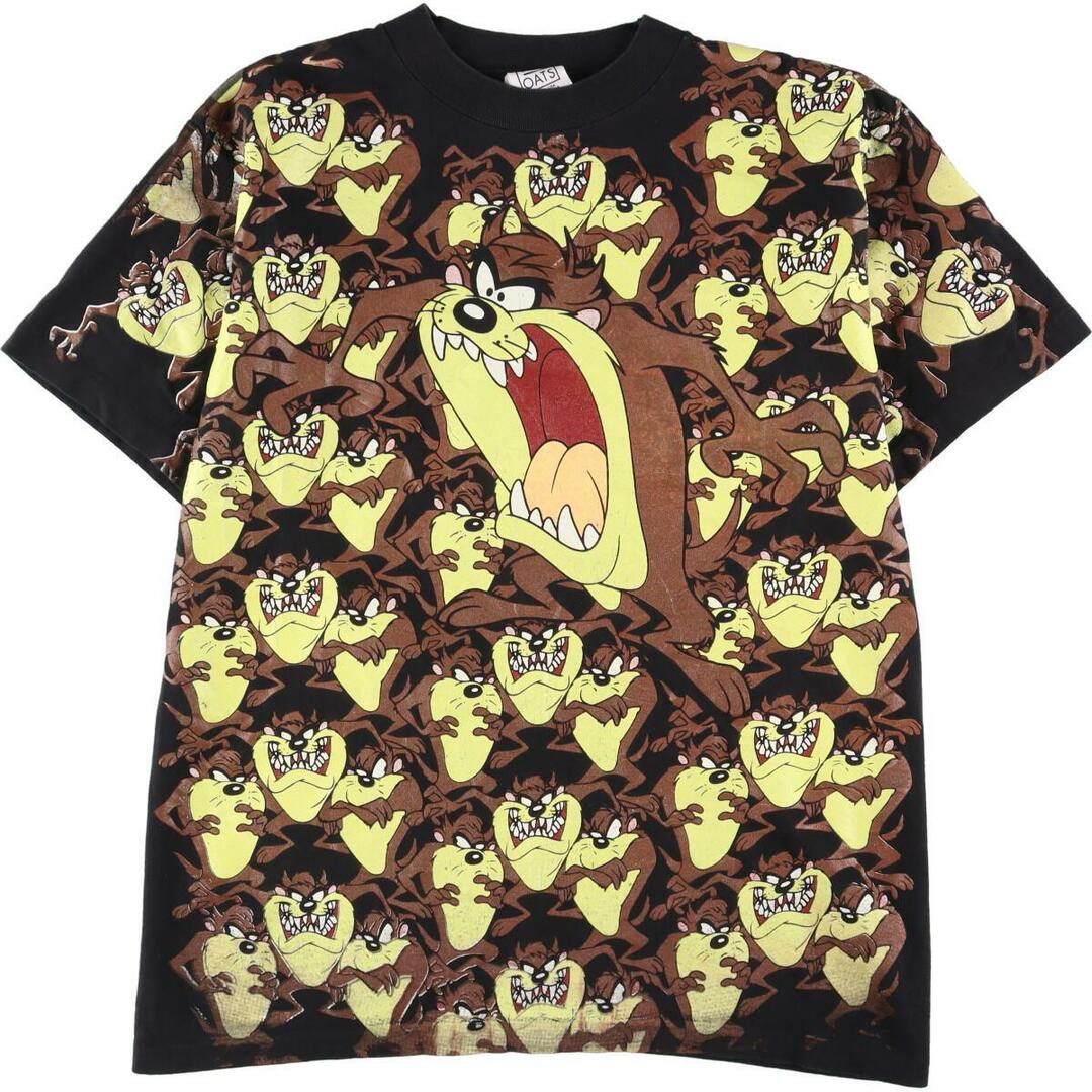 90年代 WILD OATS LOONEY TUNES ルーニーテューンズ タズマニアンデビル 大判プリント キャラクタープリントTシャツ USA製 メンズL レディースXL ヴィンテージ /eva001565