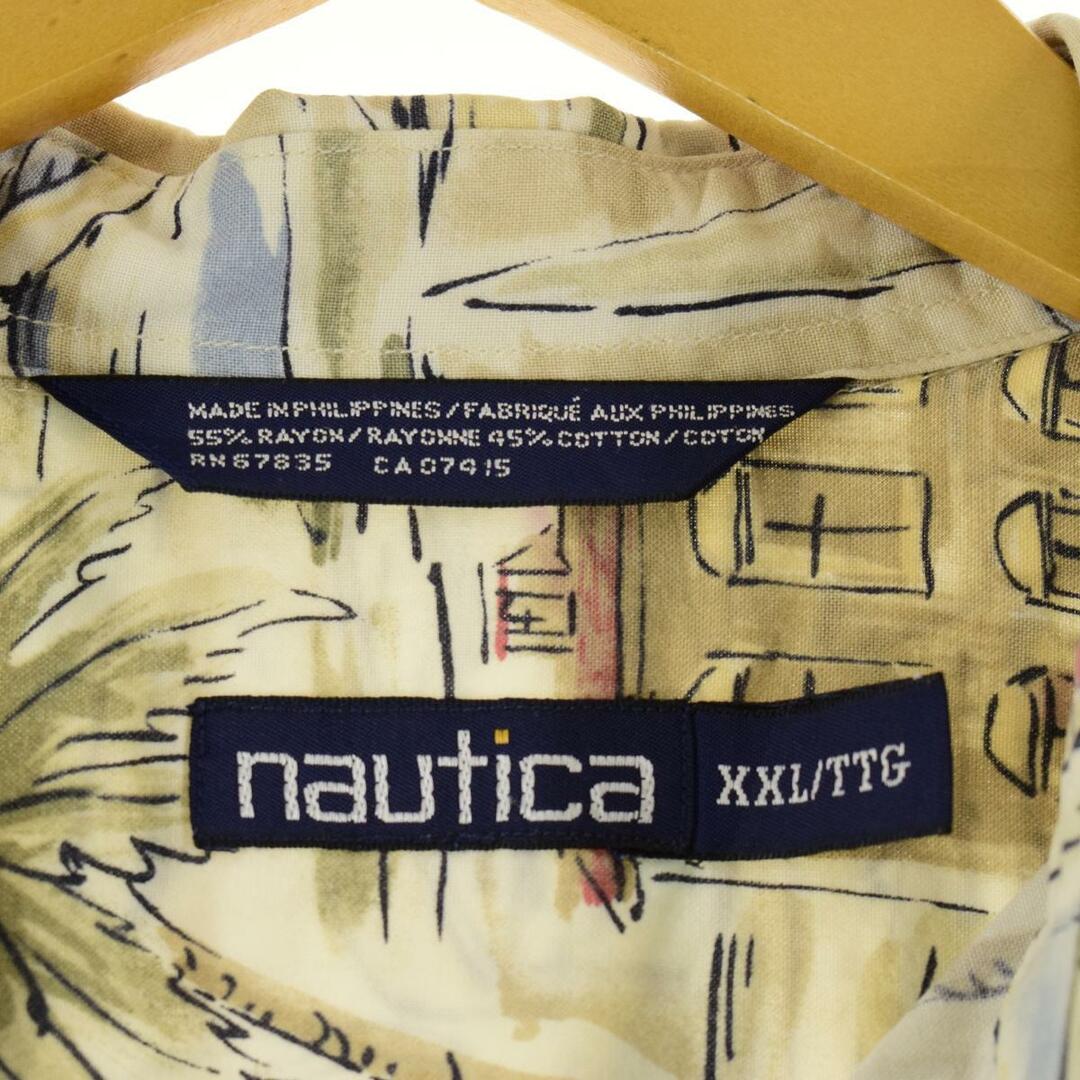NAUTICA(ノーティカ)の古着 ビッグサイズ ノーティカ NAUTICA 総柄 ボタンダウン レーヨン ハワイアンアロハシャツ メンズXXXL /eaa262043 メンズのトップス(シャツ)の商品写真