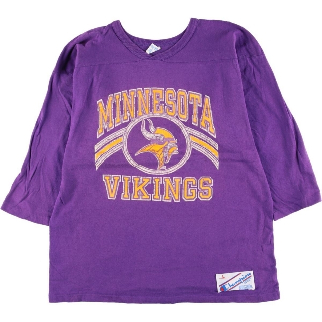 80年代 チャンピオン Champion トリコタグ NFL MINNESOTA VIKINGS ミネソタバイキングス プリントTシャツ USA製 メンズS ヴィンテージ /eaa319867