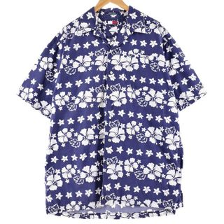 トミーヒルフィガー(TOMMY HILFIGER)の古着 90年代 トミーヒルフィガー TOMMY HILFIGER 総柄 花柄 オープンカラー ハワイアンアロハシャツ メンズXL ヴィンテージ /eaa262049(シャツ)