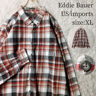 エディーバウアー(Eddie Bauer)のUS輸入古着 長袖ネルシャツ エディーバウアー XL チェック柄 マルチカラー(シャツ)