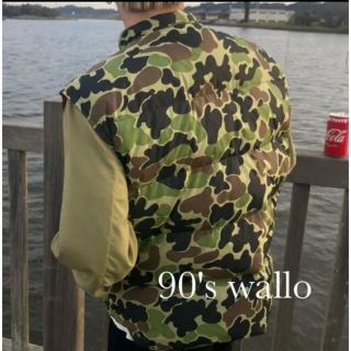 ザノースフェイス(THE NORTH FACE)の90's Wallo usa製　迷彩柄　ダウンベスト　ハイネック(ダウンベスト)