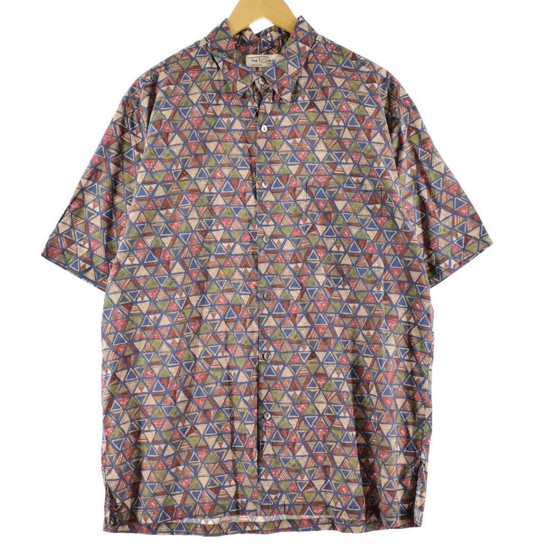 古着 ToriRichard 総柄 半袖 コットンシャツ ボックスシャツ USA製 メンズL /eaa264835 メンズのトップス(シャツ)の商品写真