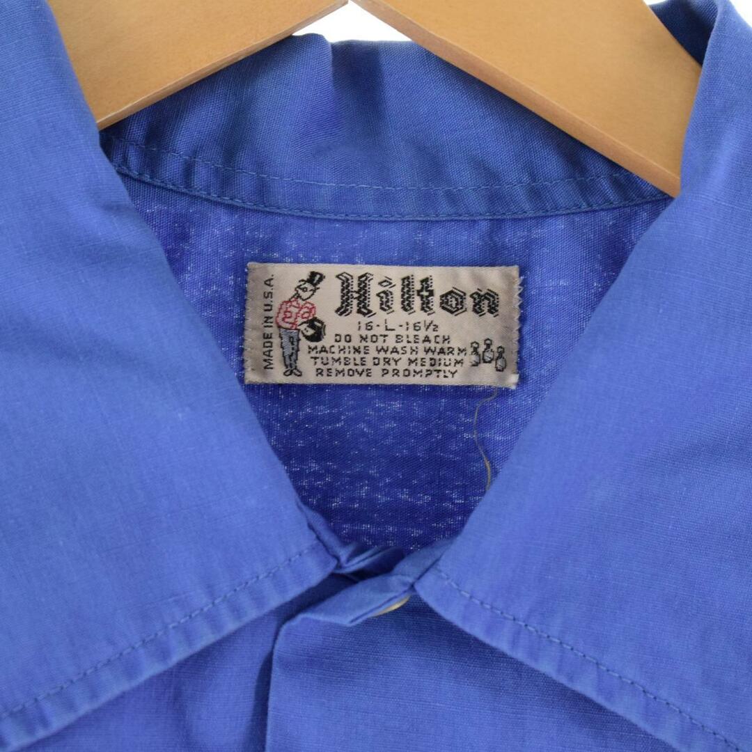 50～60年代 ヒルトン HILTON バックチェーン刺繍 ボウリングシャツ USA製 メンズL ヴィンテージ /eaa268973