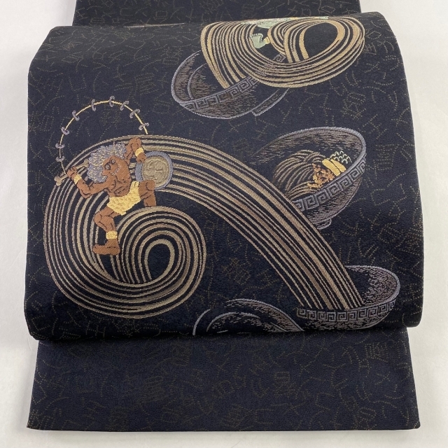 直営通販 蘇州刺繍 蒋雪英 丸花文に蝶の図 多色 金色 袋帯 A797
