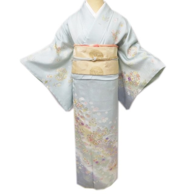 見事な 地模様 花の図 落款 作家物 特選 着物 M【未使用】 A772-3 訪問