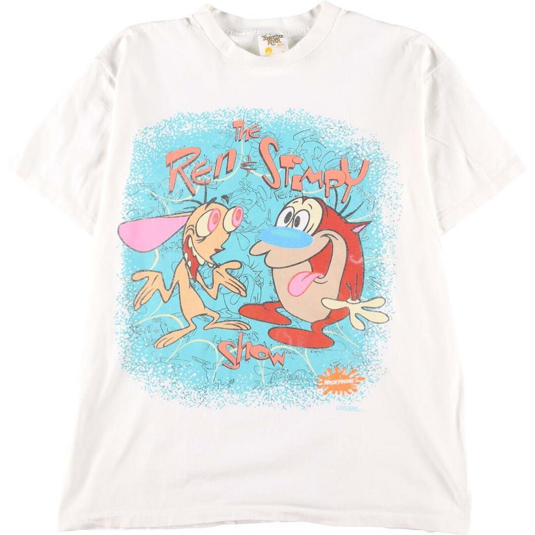 90年代 TENNESSEE RIVER THE REN&STIMPY レンとスティンピー キャラクタープリントTシャツ USA製 メンズXL ヴィンテージ /eaa270629