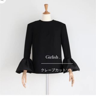 Girlish St.cecilia クレープカットソー　黒(カットソー(長袖/七分))